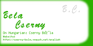 bela cserny business card